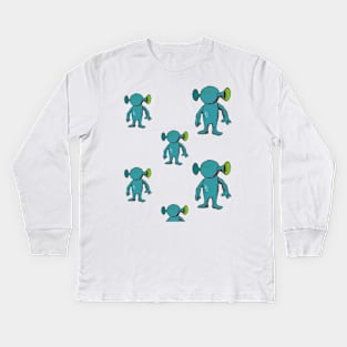 Eared Alien Pattern Kids Long Sleeve T-Shirt